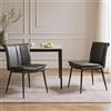 chairus 2 PZ Sedie da Pranzo in Ecopelle con Gambe in Metallo, Grigio | Sedia Cucina con Schienale Senza Braccioli Sedia Imbottita per Sala da Pranzo/Soggiorno/Ristorante