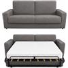 Baldiflex - Divano Letto 2 Posti con Materasso Matrimoniale 140x190 cm Ortopedico, Maragià, Prontoletto RICHIUDIBILE con Rivestimento SFODERABILE e Lavabile, Grigio