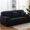 Hiseng Tinta Unita Copridivano 1 2 3 4 Posti, Copridivano Elasticizzato, Universale Copridivano con 2 Federe Spandex Antiscivolo Copri Divano (Nero,4 posti)