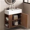 DACHETOU Mobile da bagno con mobiletto per lavabo, 31 x 55 x 66,5 cm, mobiletto per lavabo sospeso, marrone