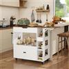 YU YUSING Isola Cucina con Piano Ribaltabile, Carrello da Cucina, Bianco | con 4 Ruote, Mobile Cucina con 4 Ripiani, Mobile Microonde, Credenza Cucina, Manico in Ferro, Cassetto, 104x40x89cm