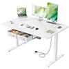 SOLAVERO Scrivania Regolabile in Altezza, 120 x 80 cm Scrivania Motorizzata con Presa, Porta USB-C, 2 Cassetti Rimovibili, Controlli Memoria e Sistema Anti-Collisio, Standing Desk Bianco