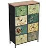 FOERPL Cassettiera con 8 cassetti, credenza retrò con cassetti in tessuto, struttura in metallo, piano in MDF legno, mobile portaoggetti per soggiorno, camera da letto, corridoio