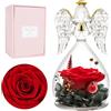 Miofula Rosa Stabilizzata Regalo Donna,Rosa Eterna Angeli Figurine Regalo Mamma Nonna,Rose Stabilizzate Regalo Donna Compleanno Anniversario,Fiori Stabilizzati Angelo Regali Natale Festa della Mamma