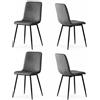 BAKAJI Set 4 Sedie con Rivestimento in Velluto con Piedi in Metallo Neri, Seduta Comoda ed Ergonomica e Piedini Stabili Antiscivolo, Sedia Struttura Resistente Ideale Casa, Ufficio (Grigio)