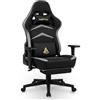 Andyou Sedia Gaming Ergonomica con Poggiapiedi-Ufficio Scrivania, Tessuto Suédé, Schienale 90-155°, Braccioli 3D Regolabili, Funzione Bascule, fino a 200 kg, Nero