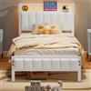 BORPHOM Struttura Letto Singolo 90x200 cm con LED, stazione di ricarica, letto per ospiti, letto in metallo, Letto Singolo con Spazio di Stoccaggio, Testiera in Bianco
