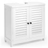 Xbro Mobile sottolavabo con 2 ante lamellari, ripiano regolabile, mobile da bagno, 60 x 30 x 60 cm, Bianco