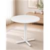 Xinyvee Tavolo da pranzo rotondo da cucina in bianco 80 x 80 x 75 cm con piano in legno, struttura in metallo e piedini regolabili, moderno tavolo da pranzo per cucina e sala da pranzo