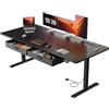SOLAVERO Scrivania Regolabile in Altezza 180 x 80 cm, Scrivania Motorizzata con Presa, Porta USB-C, Standing Desk con 2 Cassetti Rimovibili, Controlli Memoria e Sistema Anti-Collisio, Nero