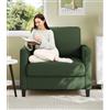 Welzona Poltrona da soggiorno, 84 cm, comoda e senza attrezzi, poltrona lounge in legno, per camera da letto, lettura, mini divano, piccolo divano, per camera da letto, colore verde
