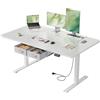 SOLAVERO Scrivania Regolabile in Altezza 140 x 80 cm, Scrivania Motorizzata con Presa, Porta USB-C, Standing Desk con 2 Cassetti Rimovibili, Controlli Memoria e Sistema Anti-Collisio, Bianco