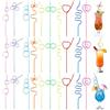 Bangbobi Cannucce di plastica Colorate, cannucce ricciolate riutilizzabili da 30 Pezzi, Cocktail e Bevande Fredde, Paglia per Feste per Compleanno e Matrimonio