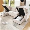 Luscriate Grande divano a forma di U con vano portaoggetti, in ciniglia, con 2 chaise longue, porta di ricarica U-S-B e tipo C, comodo divano familiare per soggiorno, grigio (Grey-U, 4 posti)