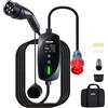 VEVOR Caricabatterie Portatile 22 kW per Auto Elettriche Tipo 2, Colonnina Portatile Caricatore Stazione Ricarica per Veicoli Elettrici 32A Trifase Cavo di Ricarica 7 m Spina CEE32 Schermo LCD