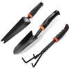 Jilskl Set Attrezzi da Giardino, 3 Pezzi Cazzuole da Giardino, Utensili da Giardino, Acciaio al Carbonio, Include Vanga da Giardinaggio, Vanga a Forma Di V e Rastrello a Tre Denti