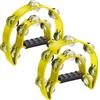 Flexzion - Tamburello in metallo a mezza luna, a doppia fila, con sonagli in metallo, a percussione manuale, con impugnatura ergonomica, per adulti, 2 pezzi - Giallo