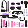Generico Set di 23 pezzi per bondage multifunzionale, kit di plug anali con cinghie in nylon e peluche BDSM per giochi di allenamento di coppia -LC21ITW (Viola:Z)