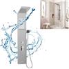 YUENFONG Pannello doccia 5 in 1 in acciaio inox, doccia multifunzione, con doccia a pioggia, cascata, massaggio alla schiena, doccetta, facile da montare a parete, argento spazzolato