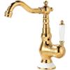 TYMYW Rubinetto Bagno Lavabo Retro Miscelatore Monocomando per Lavabo Girevole 360° Rubinetto Bagno Monoforo in Ottone,Oro