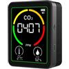 Fauhapyway Monitor d'aria per interni 3 in 1, dispositivo misura anidride carbonica, display LCD, sensore avanzato per casa, ufficio, portatile, bianco nero (nero)