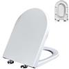 Wttfc Coperchio WC con Chiusura Ammortizzata, Tavoletta WC Universale Forma di D/U con Funzione di Sgancio Rapido, Copriwater con con Cerniere Regolabili, Sedile WC in PP, Bianco, 02B, 42x33cm