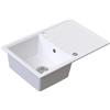 HOMEVELLO Lavello AXION Vasca Singola Lavello In Granito 79x50x20,5cm Bianco, Lavello Da Cucina Di Alta Qualità Con Sifone, Scolapiatti, Facile Da Pulire, Resistente Ai Graffi, Design Moderno