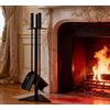 Kingson - Set di accessori per caminetto, 4 pezzi, nero, include pala, attizzatoio e spazzola, 58 cm di altezza, ideale per bruciatori a legna e accessori da focolare
