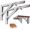 ANHORTS Staffe per Mensole Pesanti, 30 cm Staffa Angolare Inox, Staffa Pieghevole, Staffe Pieghevoli per Tavolo da Muro, Staffa Mensola Pesante, Carico Massimo: 150 LB (30 cm)
