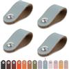 LEREATI Maniglie per Mobili in Ecopelle 4 Pezzi Pomelli Cucina Maniglie Armadio Cameretta Vintage, Maniglie per Cassetti, Porta, Cassetto (Blu, Foro Singolo)