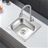 Melanstar Lavello da incasso quadrato in acciaio inox, con scarico, 1 vasca, 48 x 48 x 16 cm, 16 calibri