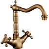 Homelava Rubinetto retrò per lavello cucina classico doppio manico girevole 360 ° rubinetto in ottone bronzo con tubi antichi