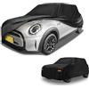 Partuto Copertura per auto impermeabile per tutte le condizioni atmosferiche, protezione da sole e pioggia, copertura esterna completa per Mini Cooper 4 porte 2002-2021 210D-PU nero con strisce