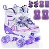 TOMSHOO Pattini a rotelle per ragazze, pattini in linea per bambini, ragazze, con luci a LED luminose, pattini in linea per bambini, misura regolabile, per principianti, bambini, regalo