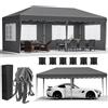 LIFERUN Gazebo 3x6 Pieghevole Impermeabile, Resistente 420D Oxford Ispessente, Tendone con 4 Pannelli Laterali, Protezione UV 50+, Gazebo da Giardino per Feste Campeggio Matrimonio, Grigio