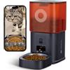MOLLY&CODY Distributore Automatico Cibo Gatti con Telecamera HD, Dispenser 6L WiFi 2.4G con App, Audio Bidirezionale e Visione Notturna, Timer, Doppia Alimentazione, Ciotola Inox (Nero)