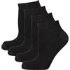 Nur Die Calzini unisex da 4 pezzi, in spugna, calzini corti in cotone, traspiranti, a taglio basso, da donna, Nero, 39-42