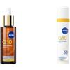 NIVEA Q10 Anti-Rughe Expert Siero Doppia Azione 30 ml, Siero viso antirughe con Coenzima Q10, Creatina e Glycostop + NIVEA Q10 Anti-Rughe Expert Fluido UV Quotidiano SPF 50 40 ml