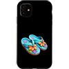 Island Soles Studio Custodia per iPhone 11 Vibrante Infradito Tropical Plumeria Estate