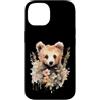 Wild Blossom Art Custodia per iPhone 14 Adorabile Orso Cucciolo Floreale Acquerello Illustrazione