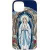 Happy Catholics Custodia per iPhone 15 Plus Rosario Nostra Signora di Lourdes Beata Madre Maria Cattolica