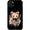Wild Blossom Art Custodia per iPhone 11 Pro Max Adorabile Orso Cucciolo Floreale Acquerello Illustrazione