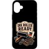 Jimbeels Custodia per iPhone 16 Plus Ink Roller Ready Rullo Inchiostro Tipografia