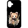 Wild Blossom Art Custodia per iPhone 16 Plus Adorabile Orso Cucciolo Floreale Acquerello Illustrazione