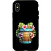 Island Bloom Designs Custodia per iPhone X/XS Vacanze estive a botte di fiori di ibisco tropicale