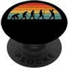 Funny Human Evolution Golf Player Retro Giocatore di golf evoluzione umana retrò tramonto divertente PopSockets PopGrip Adesivo