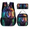 WECECE Borsa Scuola Cute Alpaca Bambino con Portapranzo e Astuccio Matite, Set Zaini Animal Print Ragazze 8-15 Anni per Rientro a Scuola e Lezioni, Tasche Laterali Porta Bottiglia
