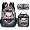 WECECE Zaino Scuola Horse Studenti con Borsa Termica e Astuccio, Set Zaini Animal Pattern Ragazza 6-12 Anni per Elementare e Tempo Libero