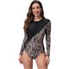 MFWHEFJ Muta Sub Muta da surf con cerniera anteriore da donna, rash guard a maniche lunghe, pantaloncini triangolari, costume intero, muta da snorkeling e immersioni(L)
