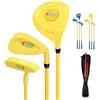 golfuwo Set completo di mazze da golf per bambini, con putter in legno e ferro, per destrorsi, ragazzi, ragazze, golf, altalena, allenamento, esperienza di golf (età 2-3 anni, giallo (con borsa))